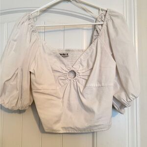 Abercrombie & Fitch White Puff Sleeve Top